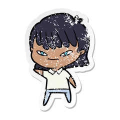 distressed sticker of a cartoon woman