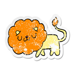 distressed sticker of a cartoon lion