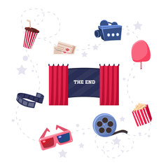 Cinema Flat Design Elements and Icons