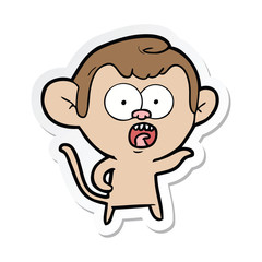 Fototapeta premium sticker of a cartoon shocked monkey