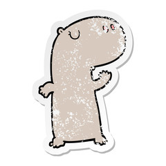 distressed sticker of a cartoon hippopotamus