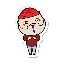 Obraz premium sticker of a cartoon happy bearded man