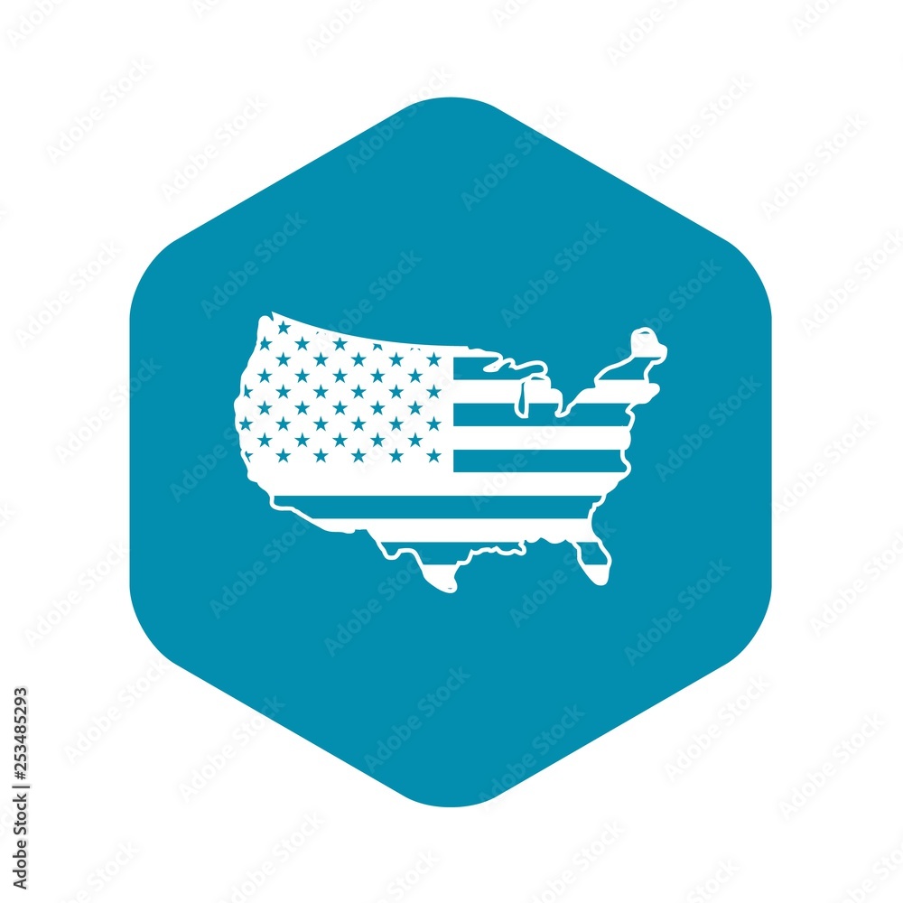 Poster usa map icon in simple style isolated on white background