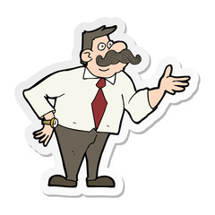 sticker of a cartoon mustache man