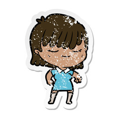 distressed sticker of a cartoon woman