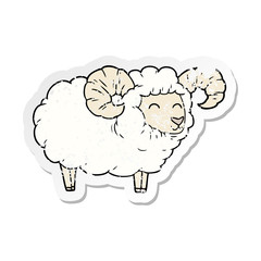 distressed sticker of a cartoon ram