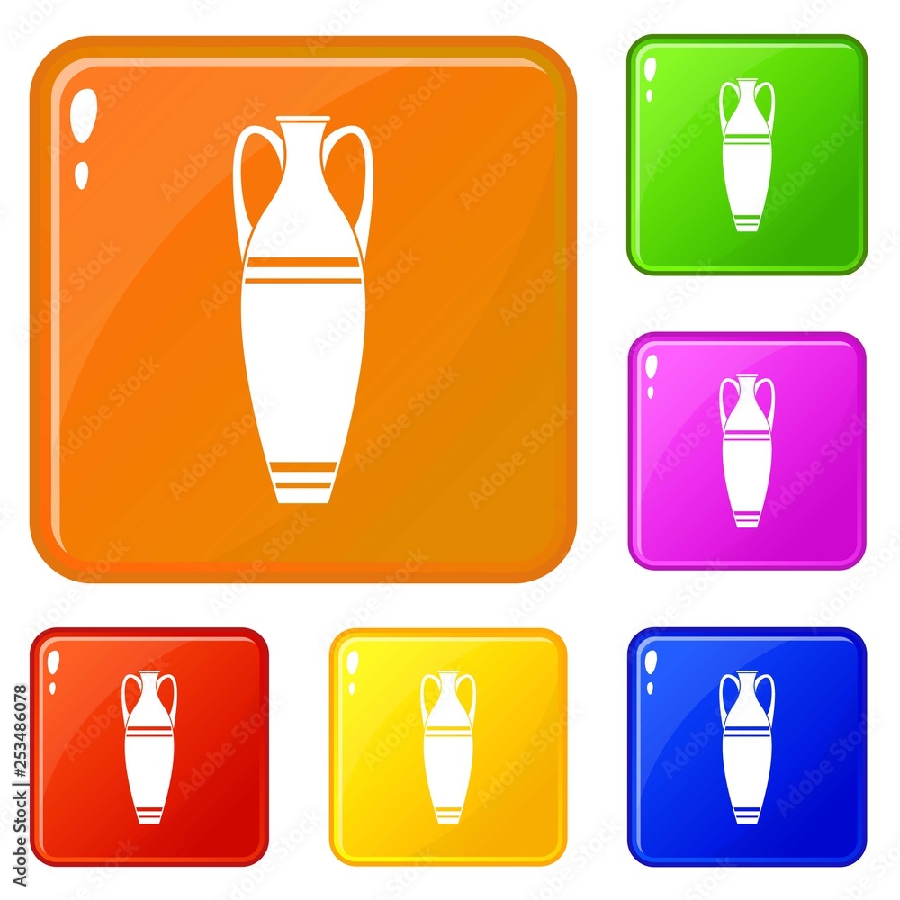Poster vase icons set collection vector 6 color isolated on white background