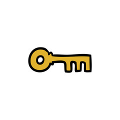 cartoon doodle of a brass key