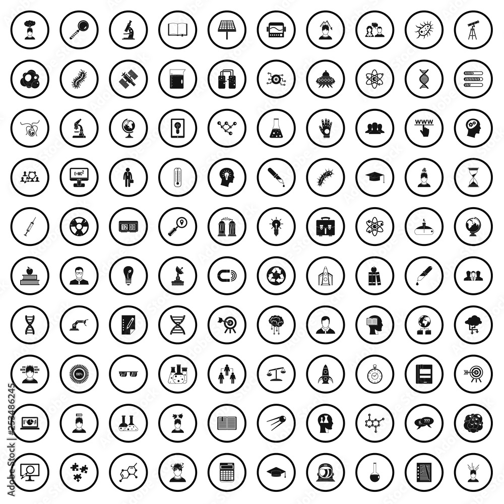 Aufkleber 100 science brainstorm icons set in simple style for any design vector illustration
