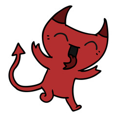 cartoon of cute kawaii red demon
