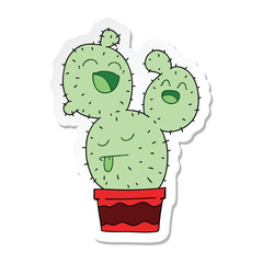 sticker of a quirky hand drawn cartoon cactus