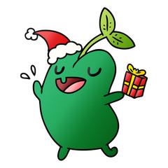 christmas gradient cartoon of kawaii seed