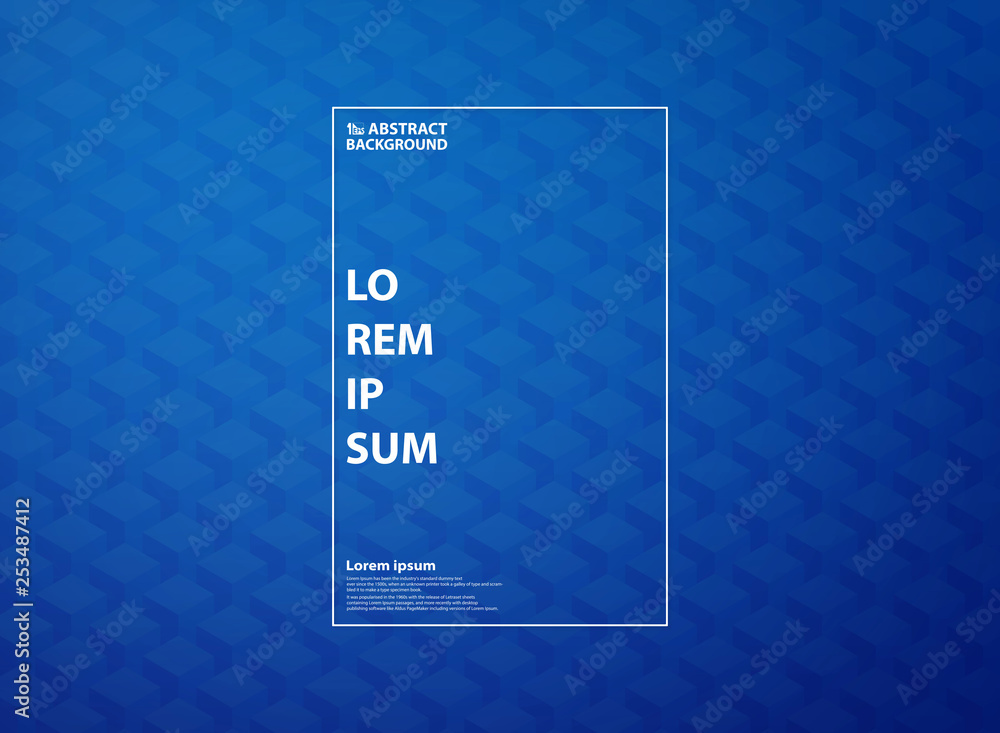 Poster abstract big data square cube blue pattern of technology background. you can use for high tech desig