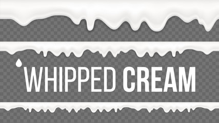 Whipped Cream Pattern Vector. White Creamy Swirl. Vanilla Milk Dessert. Sweet Decoration. Tasty Twirl. 3D Realistic Isolated Illustration