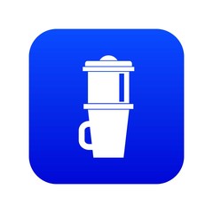 Mug for coffee icon digital blue for any design isolated on white vector illustration