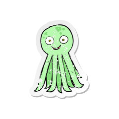retro distressed sticker of a cartoon octopus