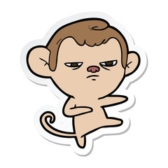 sticker of a cartoon annoyed monkey