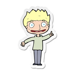 sticker of a cartoon happy boy