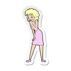 sticker of a cartoon woman laughing