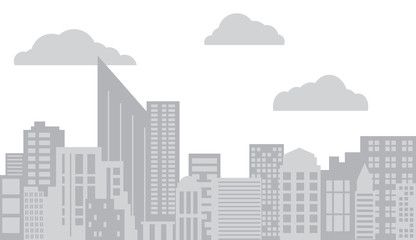 Fototapeta premium Vector flat gray city skyline panorama