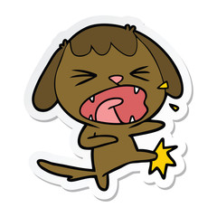 sticker of a cute cartoon dog barking