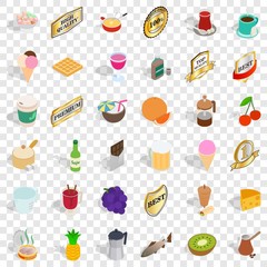 Different beverage icons set. Isometric style of 36 different beverage vector icons for web for any design