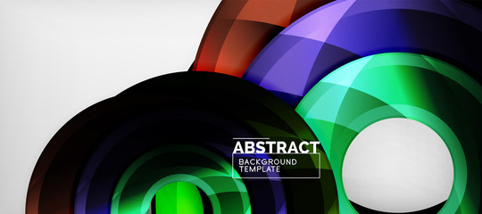 Modern geometric circles abstract background, colorful round shapes with shadow effects