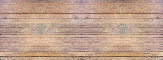 Panorama wood wall with beautiful vintage brown wooden texture background