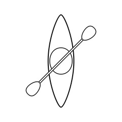 Icono plano lineal kayak vista superior en color negro