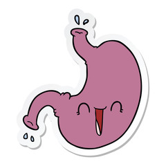 sticker of a cartoon happy stomach