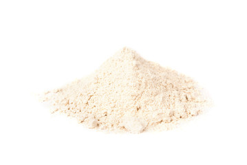 Oat flour isolated on white background.