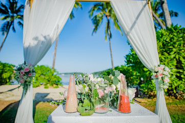 Romantic wedding ceremony on the beach in Phuket, Thailand.
