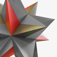 abstract origami star cement concrete 3D illustration