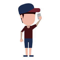 man using smartphone avatar cartoon