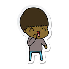 sticker of a happy cartoon boy
