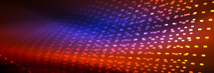 Obraz premium Glowing light particles in dark neon space, magic glow shiny abstract background