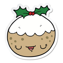 sticker of a cute cartoon christmas pudding