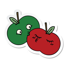 sticker of a cute cartoon juicy apple