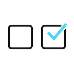 Checkbox set with blank and checked checkbox vector icon.