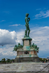 The statue of Michelangelo David at Piazzale Michelangelo (Michelangelo Square) in Florence, Italy