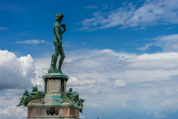 The statue of Michelangelo David at Piazzale Michelangelo (Michelangelo Square) in Florence, Italy