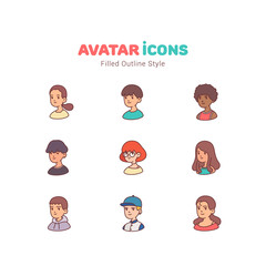 People avatar filled color outline icons design
