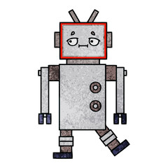 retro grunge texture cartoon robot
