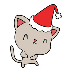 christmas cartoon of kawaii cat