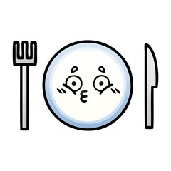 gradient shaded cartoon dinner plate