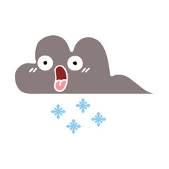 Naklejka premium flat color retro cartoon storm snow cloud