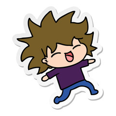 sticker cartoon of cute kawaii girl