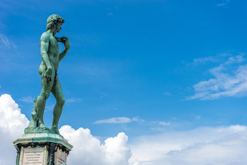 The statue of Michelangelo David at Piazzale Michelangelo (Michelangelo Square) in Florence, Italy