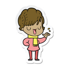 sticker of a cartoon woman talking