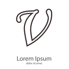 Logotipo letra v minúscula lineal color gris